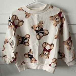 H&M Kids Teddy Bear Print Sweatshirt - Cream and Brown